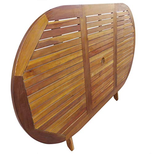 Festnight Set da Pranzo da Giardino con Tavolo Ovale Pieghvoli e 6 Sedie Pieghvoli in Legno Massello di Acacia,Set Tavolo e Sedie Pieghevoli da Giardino Esterno in Legno