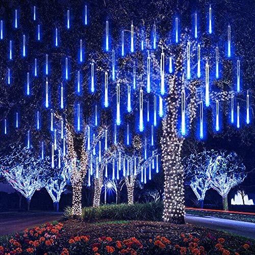 Decorazioni Luci Natalizie Da Esterno.30cm 10 Tubo 360led Pioggia Luci Dinowin Meteor Luci Impermeabili Solare Decorazione Luci A Sospensione Per Esterni Giardino Festa Di Nozze Alberi Di Natale Blu Arredamento Giardino