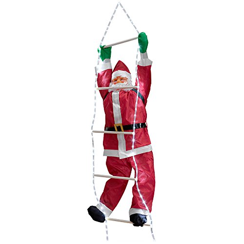 Babbo Natale X Esterno.Babbo Natale Sulla Scala 220cm Decorazione Natalizia Personaggio Natalizio Santa Claus Per Esterno Interno Arredamento Giardino